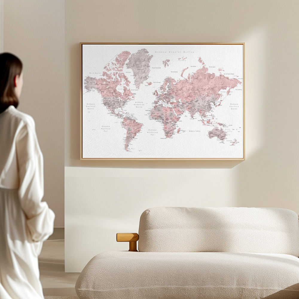 Canvas print - Piper world map in Spanish in the hall
