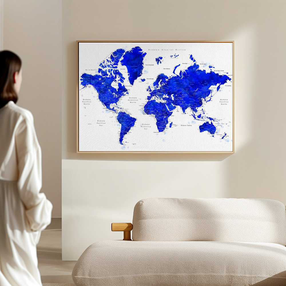 Toile - Nadiin world map in Spanish dans le hall