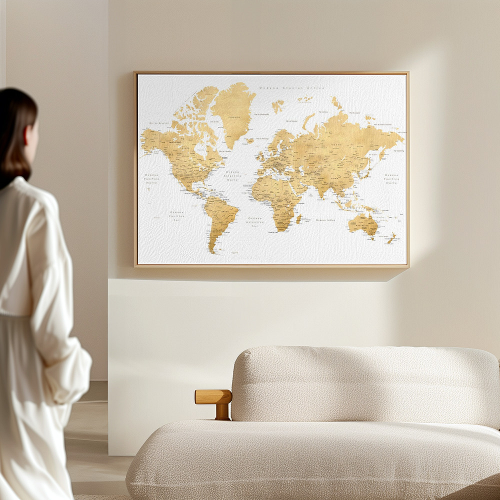 Toile - Rossie world map in Spanish dans le hall