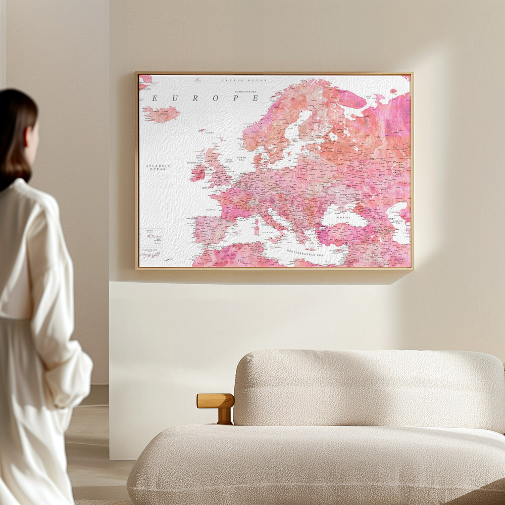 Canvas taulu - Tatiana detailed map of Europe salissa
