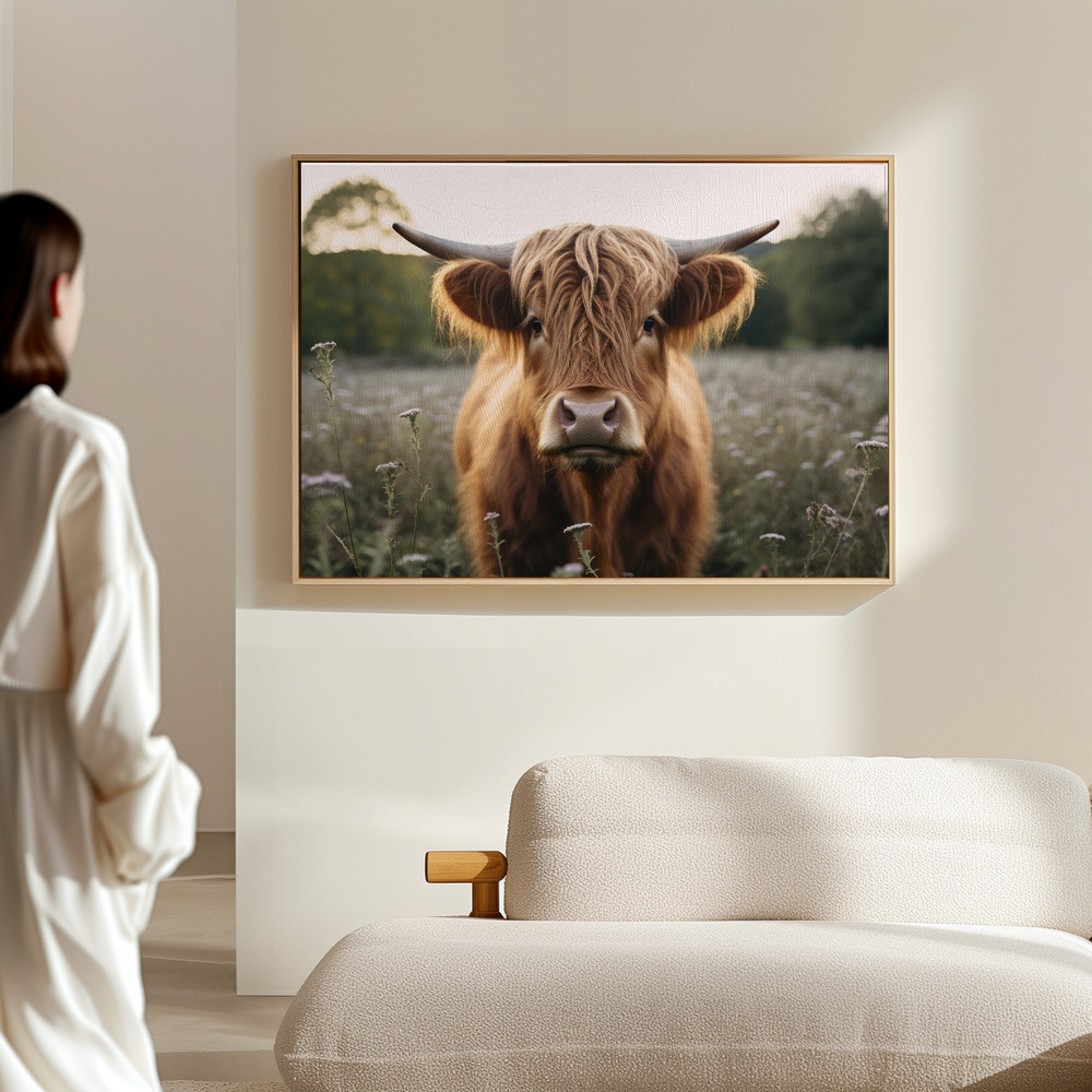 Stampe su tela - Highland Cow in the hall
