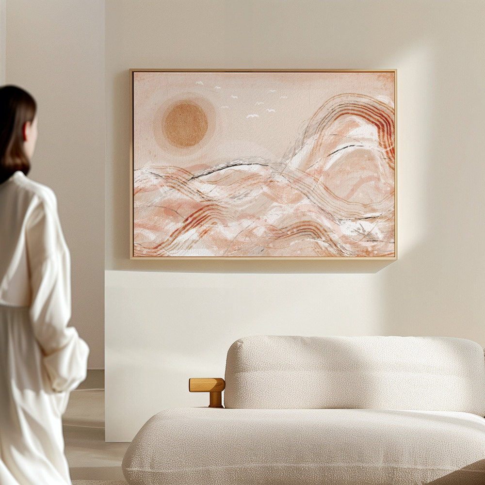 Obraz na płótnie - Pastel Peach Sea w hali