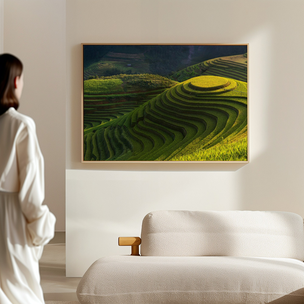 Stampe su tela - Gold rice terrace in mu cang chai,Vietnam. in the hall
