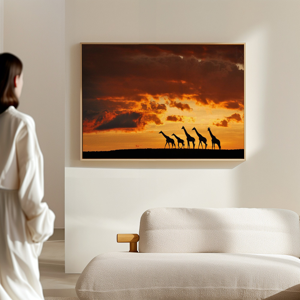 Canvas print - Five Giraffes in the hall