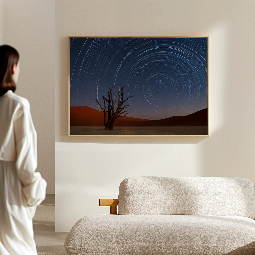 Canvas schilderi - Star Trails of Namibia in de hal