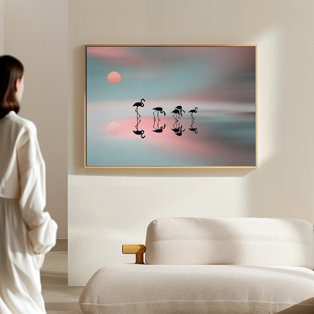 Canvas print - Family Flamingos in the hall