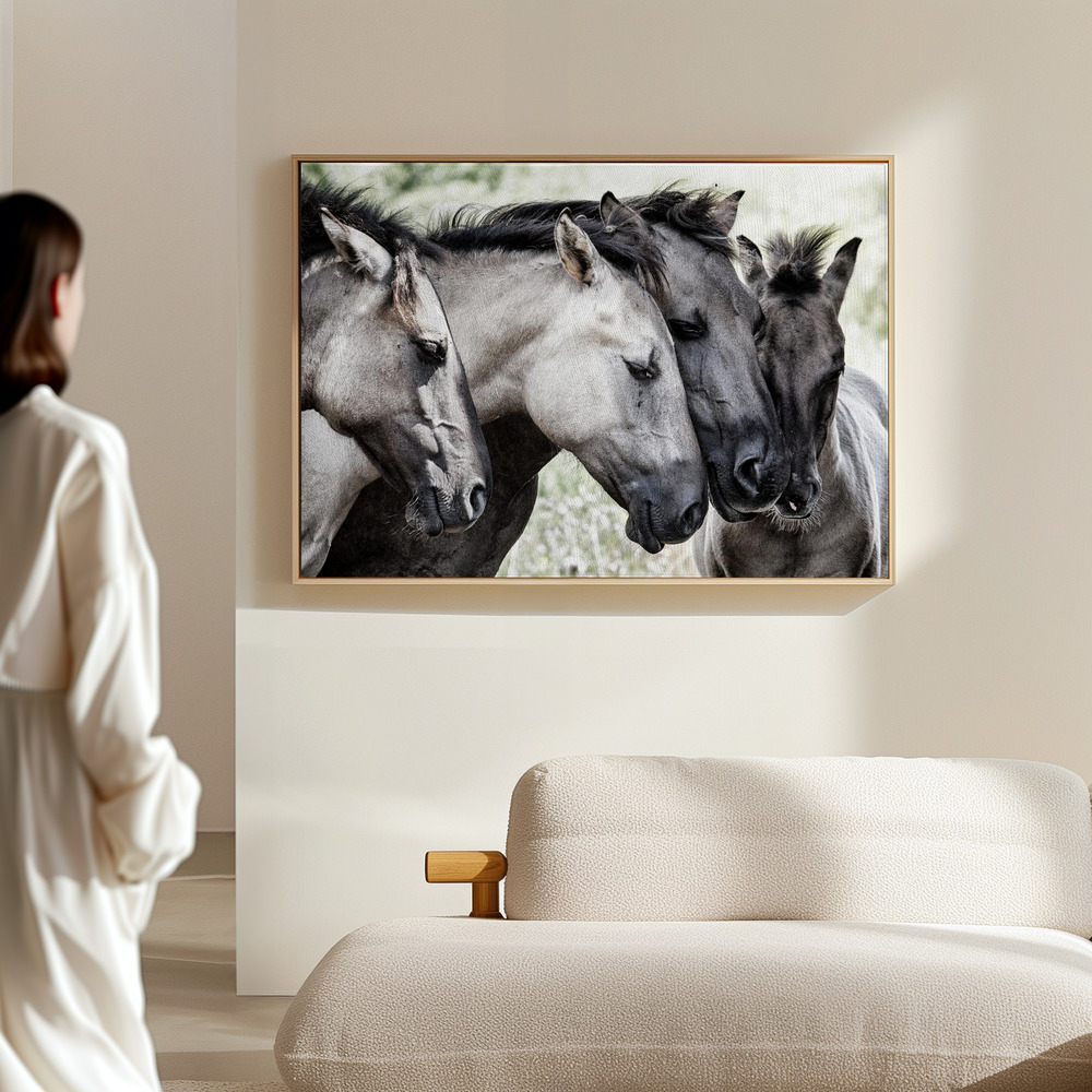 Canvas taulu - Four Konik Horses salissa