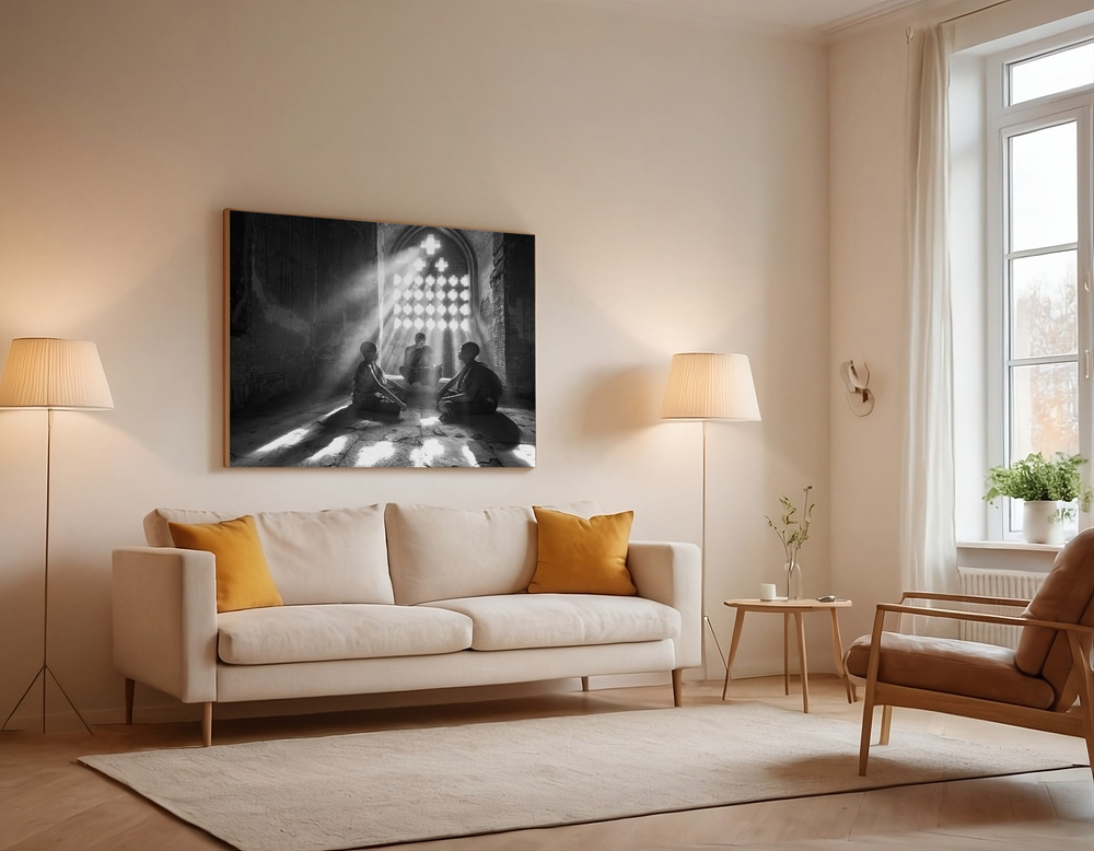 Canvas print - Learning with the master over the sofa