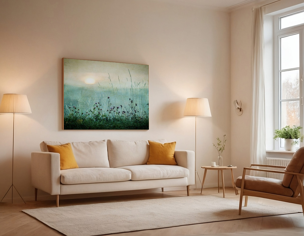 Canvas print - Autumn sunrise over the sofa