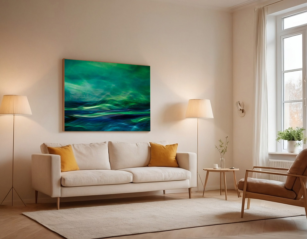Canvas print - Northern lights over the sofa