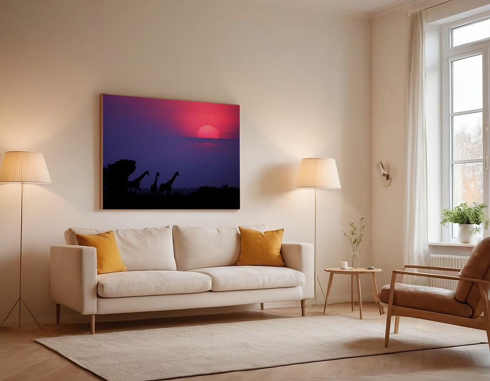 Canvas print - Sunrise in Uganda over the sofa