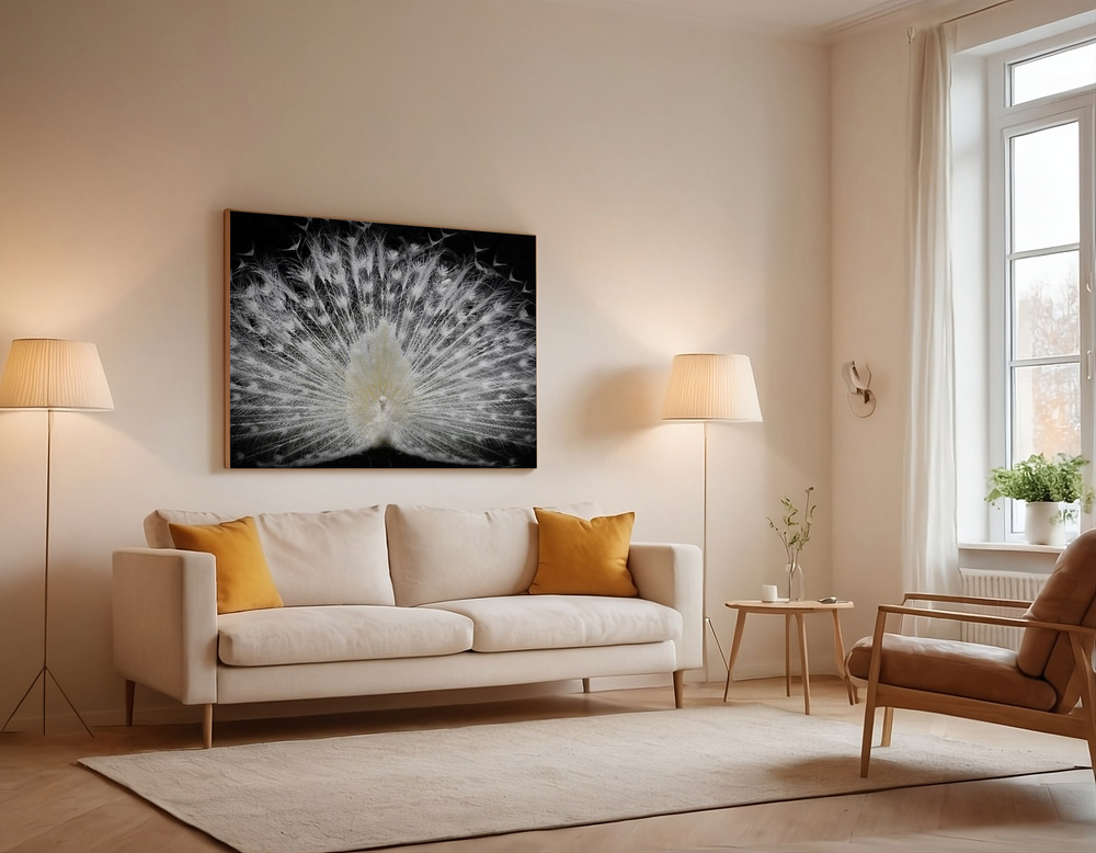 Canvas print - Black and white, over the sofa