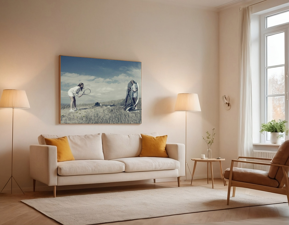 Canvas print - -Game, set and match- over the sofa