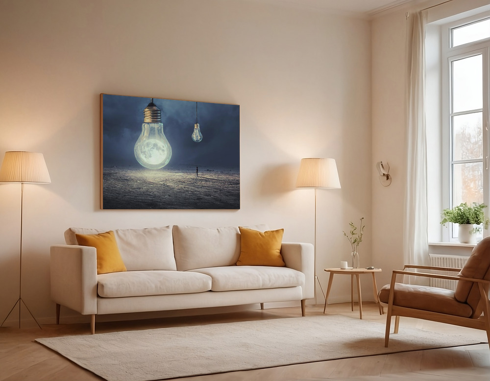 Canvas print - Moon Lamp over the sofa
