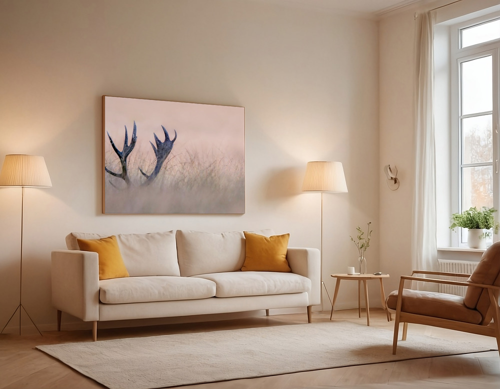 Stampe su tela -   Hide & Seek  ( Horn of Stag) over the sofa