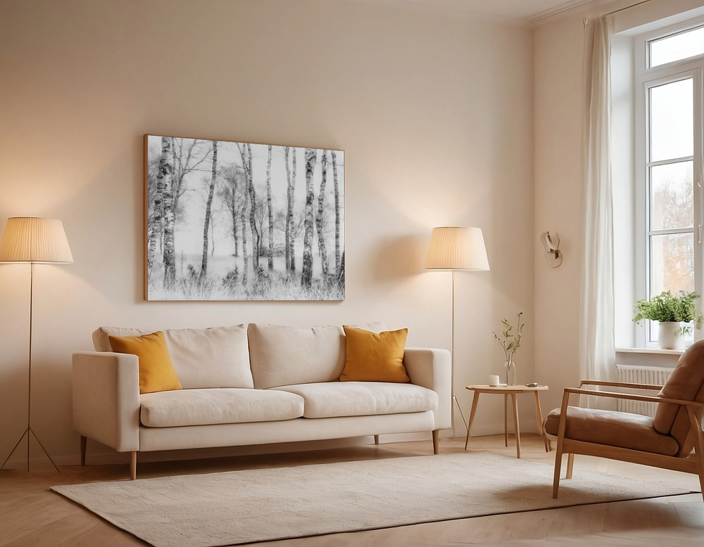 Canvas print - Black and white over the sofa