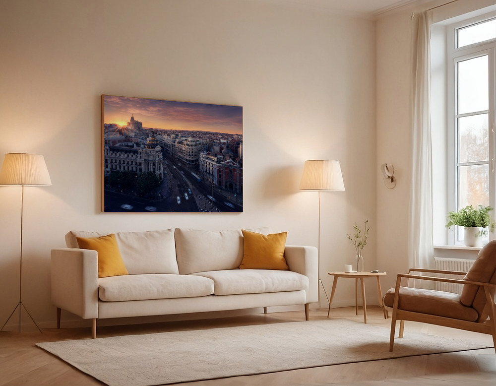 Canvas print - Madrid city over the sofa