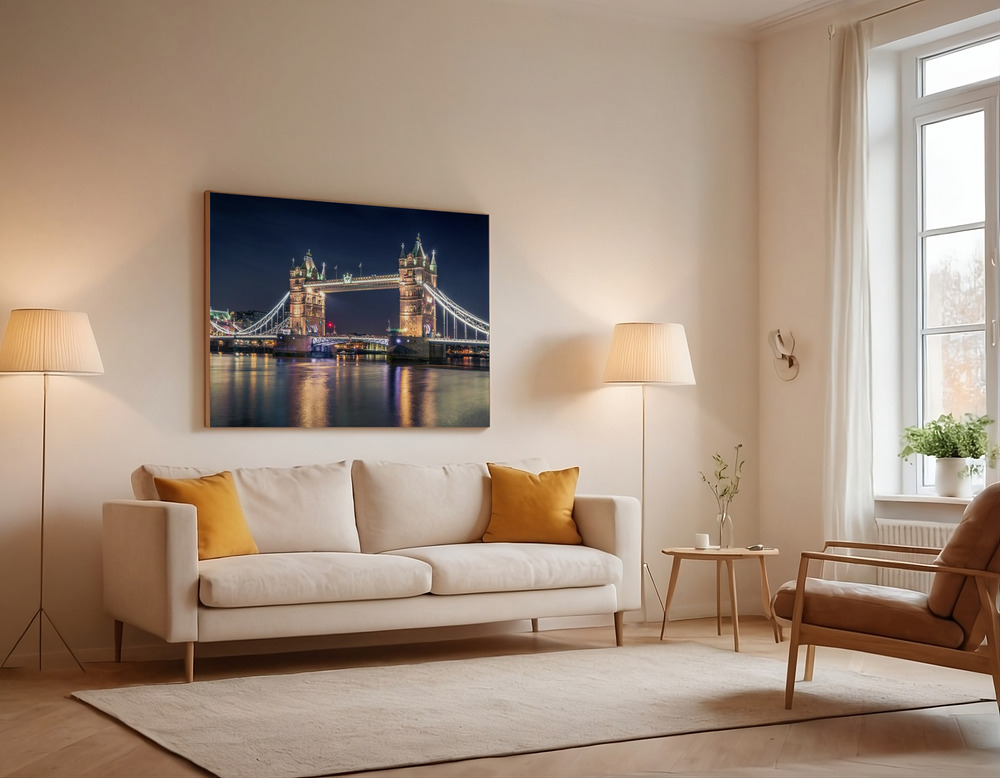 Canvas print - Night at The Tower Bridge over the sofa
