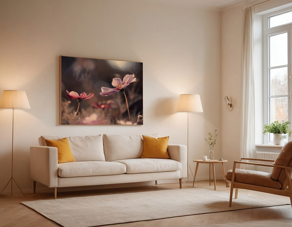 Canvas print - Flowers of innocence over the sofa