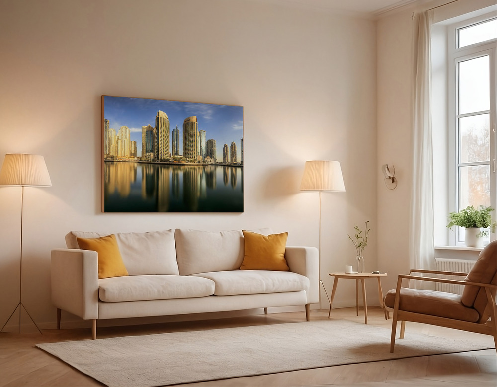 Canvas print - Panoramic Dubai Marina over the sofa