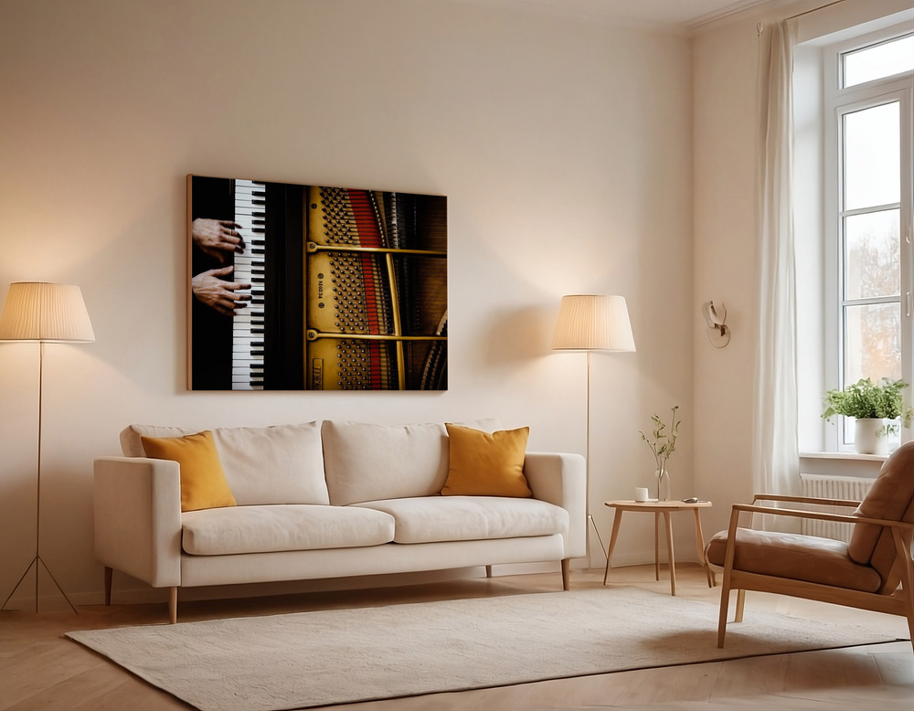 Canvas print - The pianist over the sofa