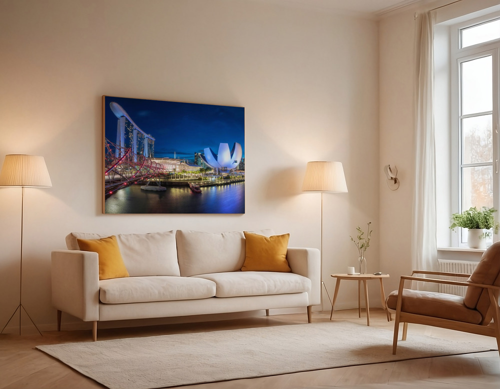 Canvas print - Singapore - Marina Bay Panorama over the sofa