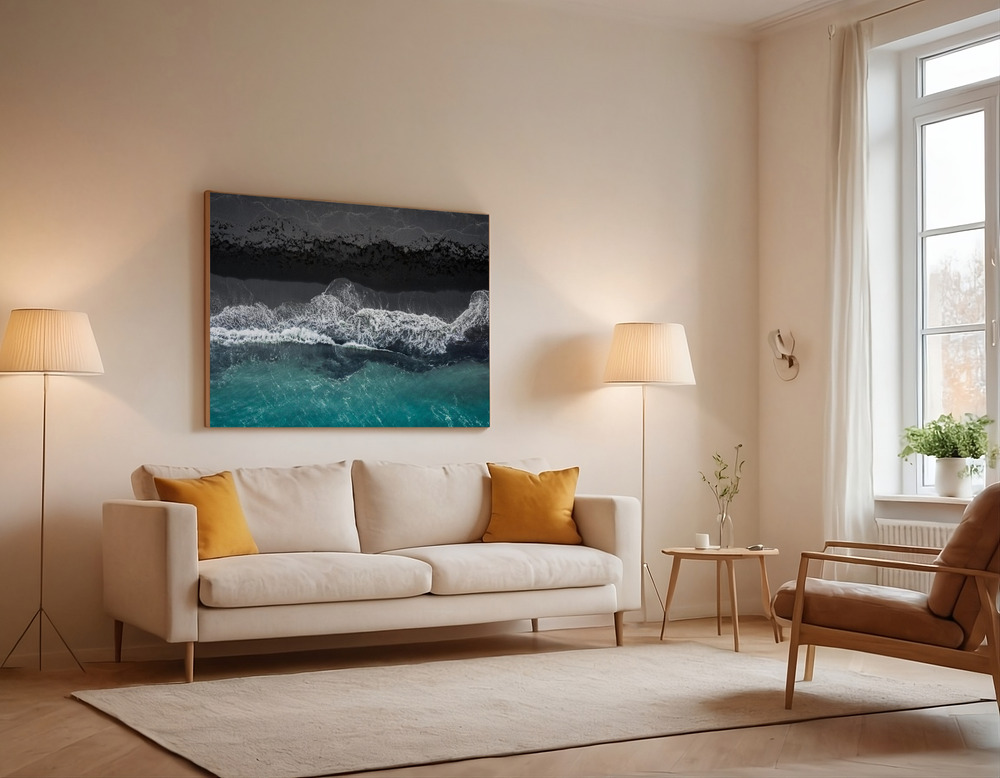 Canvas print - Black beach over the sofa