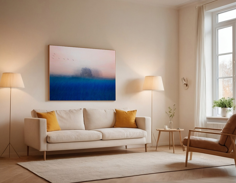 Canvas print - The Tree on the Blue over the sofa