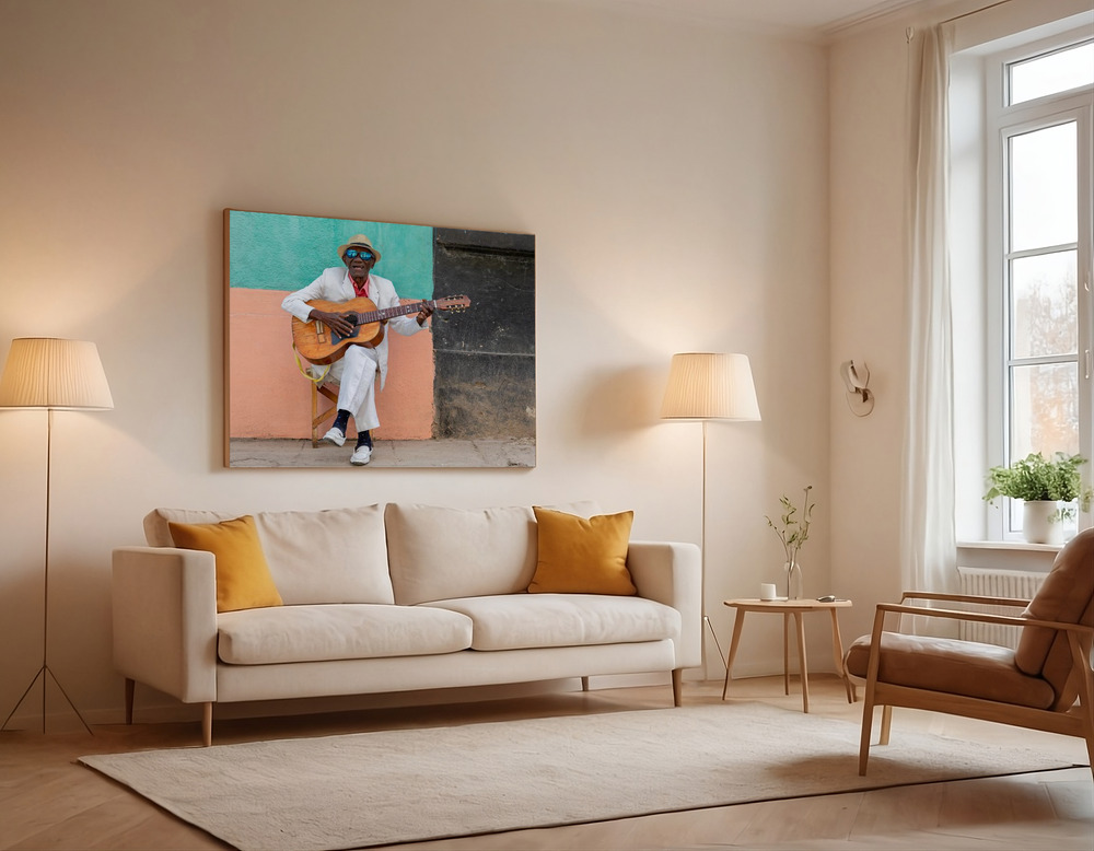 Canvas print - Cuban guitarist over the sofa