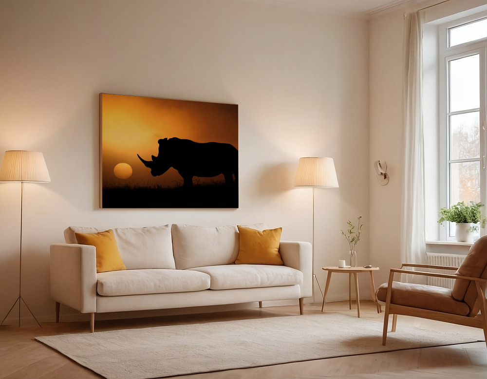Canvas print - Rhino Sunrise over the sofa