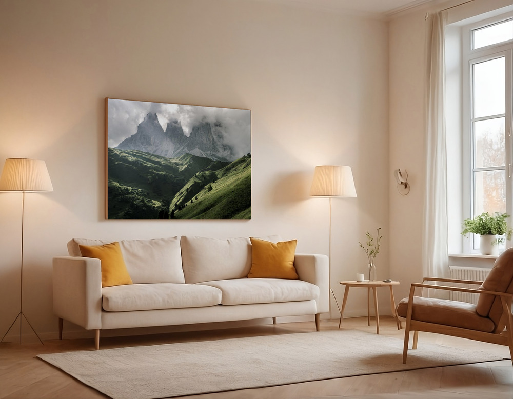 Canvas schilderi - The light of the moment over the sofa