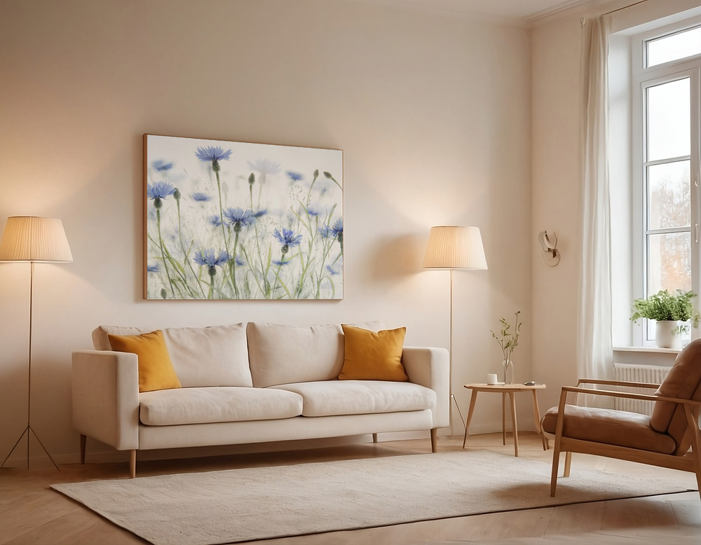 Canvas print - Cornflowers over the sofa