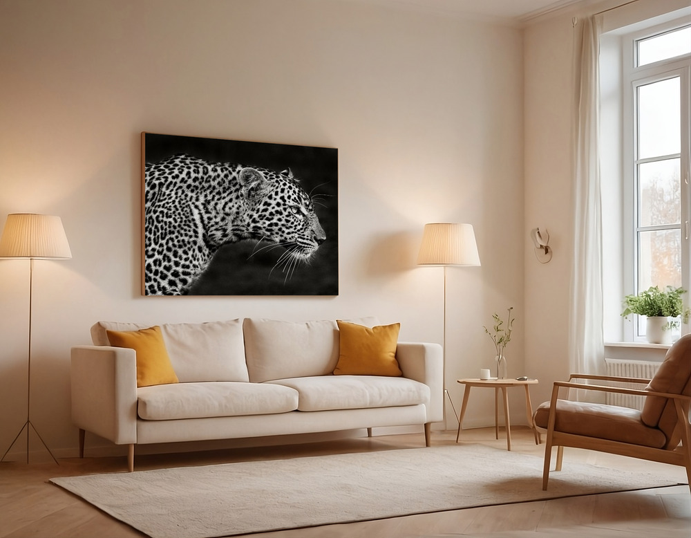 Canvas print - Leopard Close Up over the sofa
