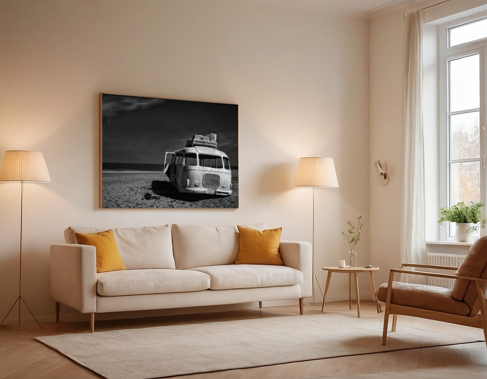 Canvas print - Beached Bus over the sofa