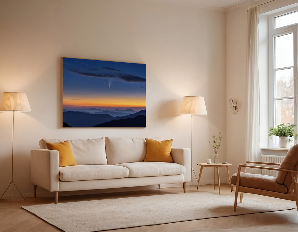 Canvas print - Comet NEOWISE over the sofa