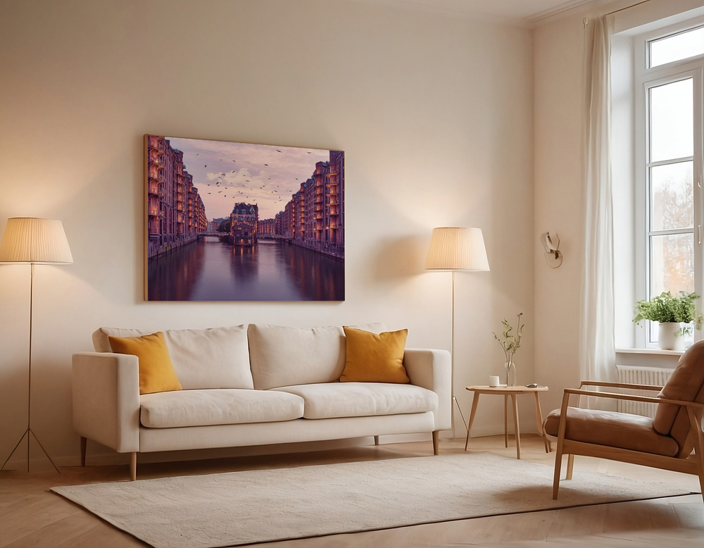 Canvas print - City of Warehouses over the sofa