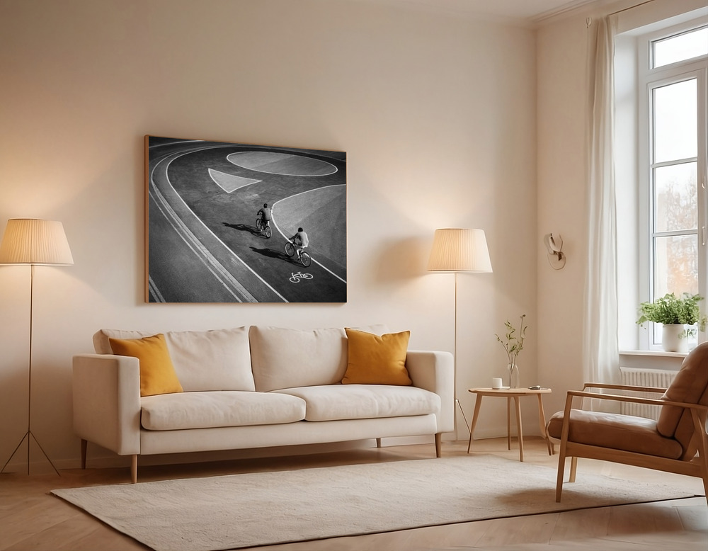 Canvas print - Cycling tour over the sofa