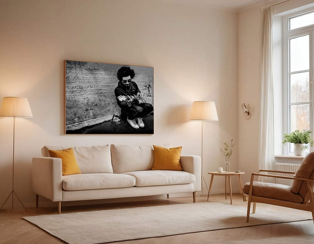 Canvas print - Guitarist over the sofa