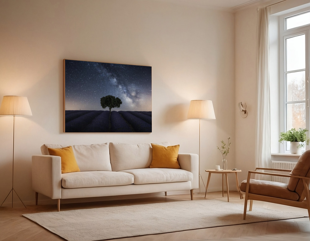 Canvas print - Tree and Milky Way over the sofa
