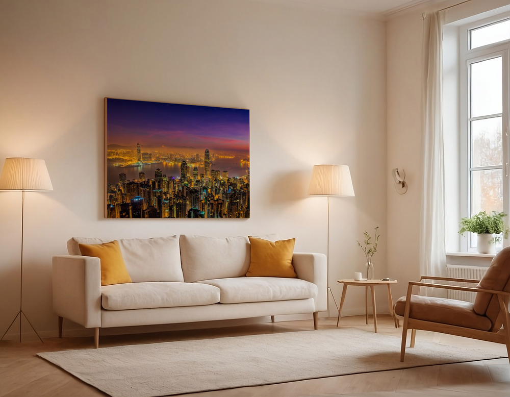 Canvas print - Hong Kong sunrise over the sofa