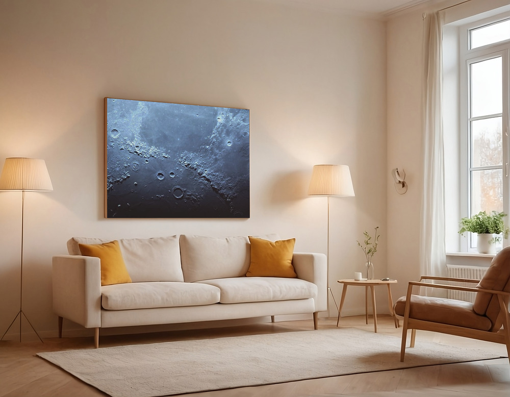 Canvas print - Mountains & Oceans of The Moon over the sofa