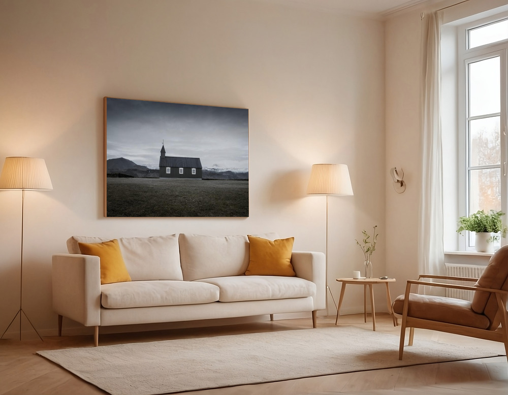 Canvas print - Búðakirkja over the sofa