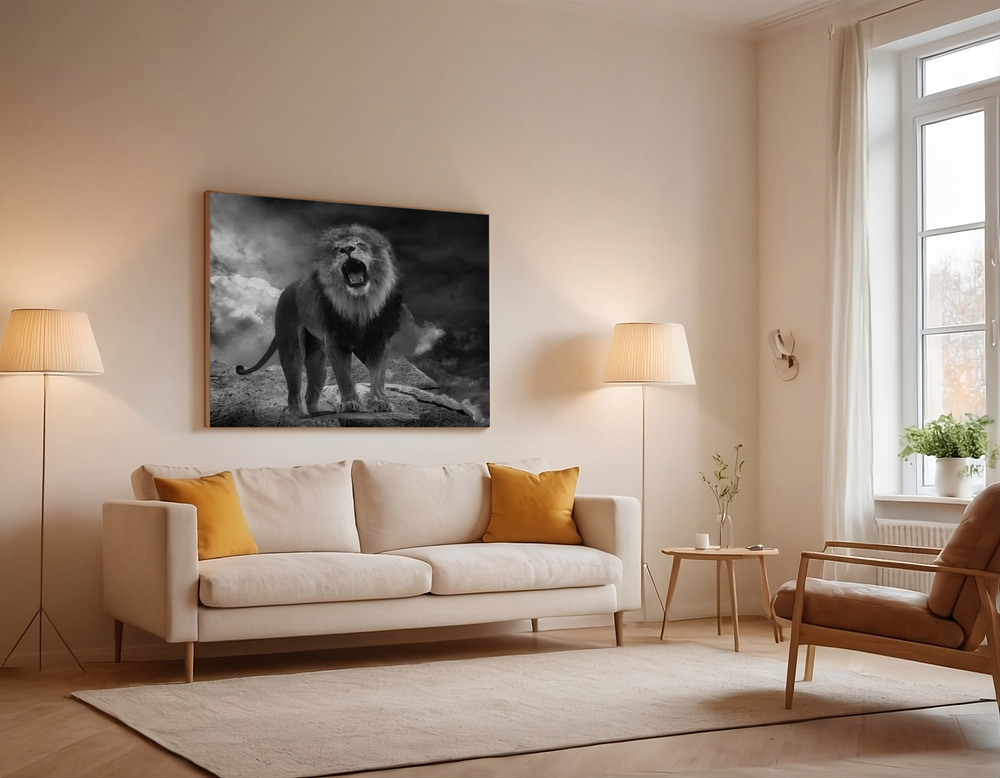 Canvas print - Lion's Roar over the sofa