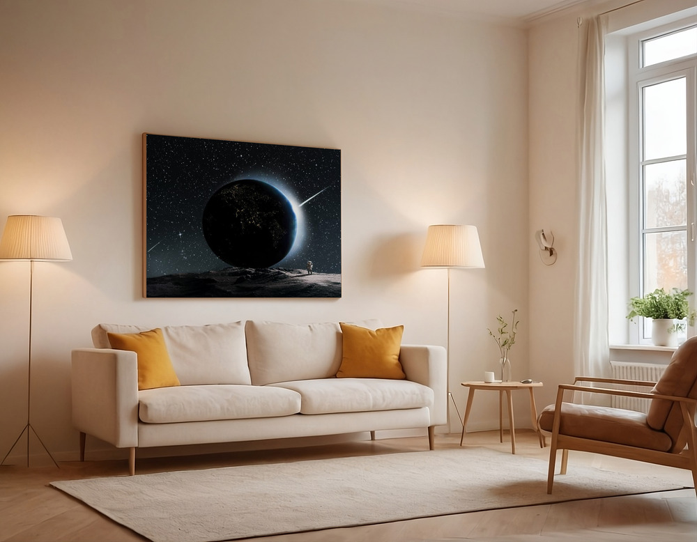 Canvas print - 照片与地球 over the sofa