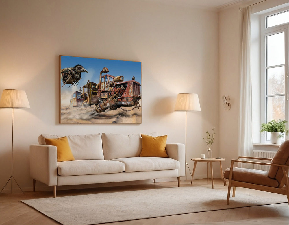 Canvas print - Desert convoy over the sofa