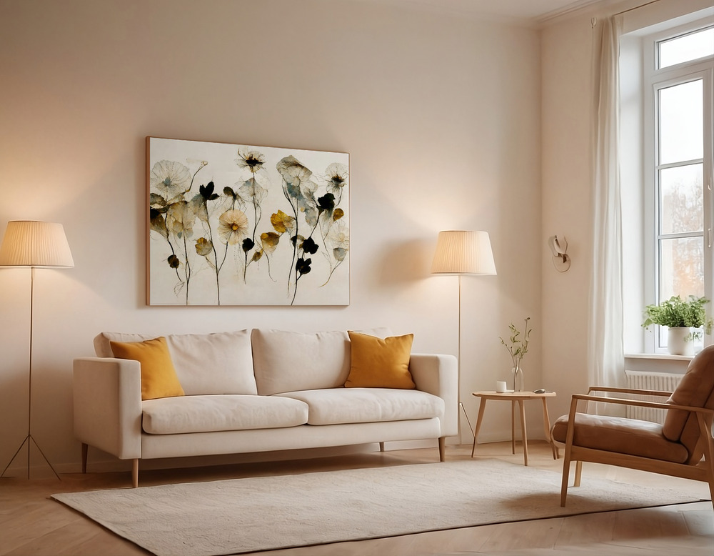 Canvas print - Beautiful Dry Flowers over the sofa