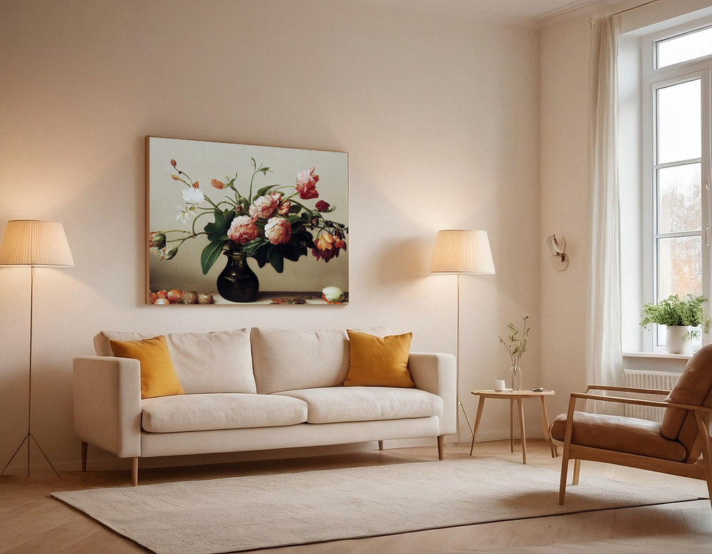 Canvas print - Pink Peony over the sofa