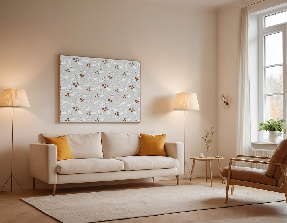 Canvas print - Berries in Winter Square over the sofa