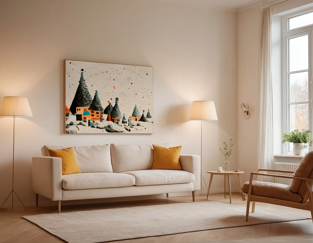 Canvas print - Fairy Village over the sofa