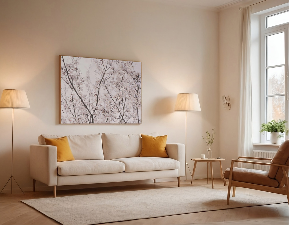 Canvas print - Spring blossoms over the sofa